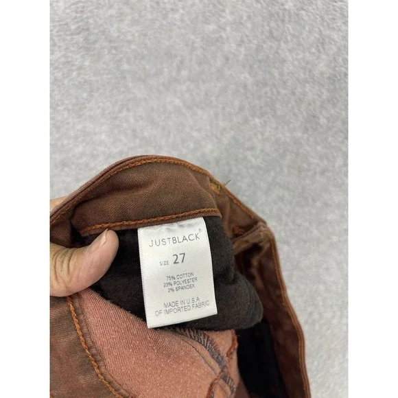 JustBlack Women's Pants Distressed Brown Size 27 Skinny Cotton Blend USA Made - Picture 5 of 14